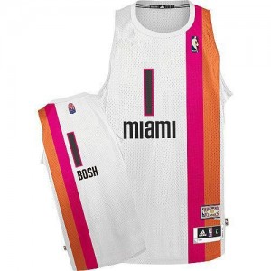 Maillot Adidas Blanc ABA Hardwood Classic Authentic Miami Heat - Chris Bosh #1 - Homme