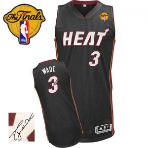 Miami Heat Dwyane Wade #3 Road Autographed Finals Patch Authentic Maillot d'équipe de NBA - Noir pour Homme