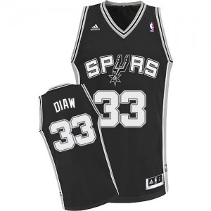 Maillot NBA Noir Boris Diaw #33 San Antonio Spurs Road Swingman Homme Adidas