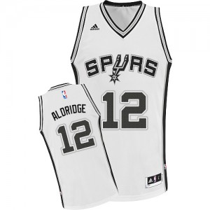 Maillot NBA Blanc LaMarcus Aldridge #12 San Antonio Spurs Home Swingman Enfants Adidas