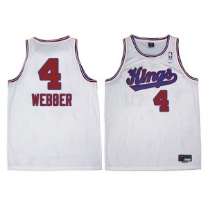 Sacramento Kings Chris Webber #4 New Throwback Authentic Maillot d'équipe de NBA - Blanc pour Homme