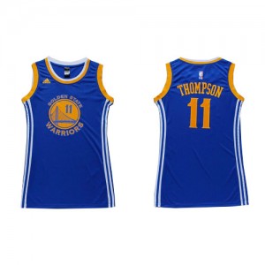 Golden State Warriors #11 Adidas Dress Bleu Swingman Maillot d'équipe de NBA Magasin d'usine - Klay Thompson pour Femme