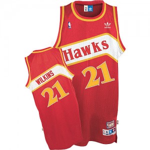 Maillot NBA Atlanta Hawks #21 Dominique Wilkins Rouge Adidas Swingman Throwback - Homme