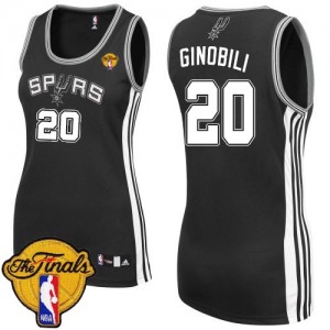 Maillot NBA Noir Manu Ginobili #20 San Antonio Spurs Road Finals Patch Authentic Femme Adidas
