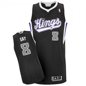 Sacramento Kings #8 Adidas Alternate Noir Authentic Maillot d'équipe de NBA vente en ligne - Rudy Gay pour Homme