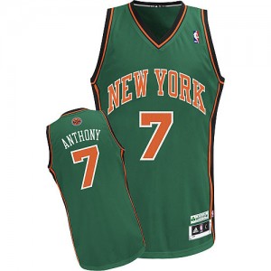Maillot NBA Vert Carmelo Anthony #7 New York Knicks Authentic Homme Adidas