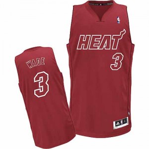 Maillot NBA Rouge Dwyane Wade #3 Miami Heat Big Color Fashion Authentic Homme Adidas