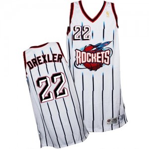 Maillot NBA Houston Rockets #22 Clyde Drexler Blanc Adidas Swingman Throwback - Homme
