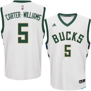 Maillot NBA Blanc Michael Carter-Williams #5 Milwaukee Bucks Home Swingman Homme Adidas