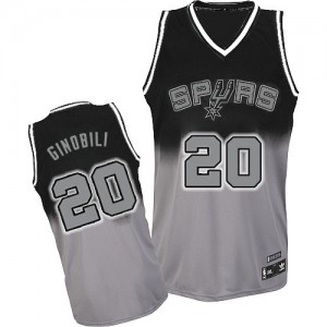Maillot NBA San Antonio Spurs #20 Manu Ginobili Gris noir Adidas Authentic Fadeaway Fashion - Homme
