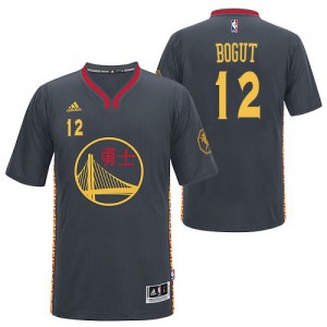 Golden State Warriors Andrew Bogut #12 Slate Chinese New Year Swingman Maillot d'équipe de NBA - Noir pour Homme