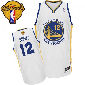 Maillot Authentic Golden State Warriors NBA Home 2015 The Finals Patch Blanc - #12 Andrew Bogut - Homme