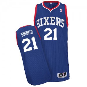 Maillot NBA Philadelphia 76ers #21 Joel Embiid Bleu royal Adidas Authentic Alternate - Homme