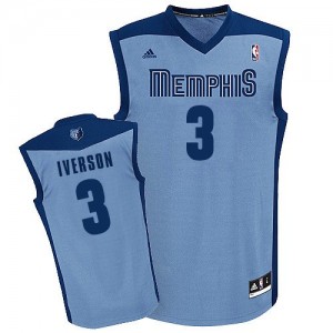 Memphis Grizzlies Allen Iverson #3 Alternate Swingman Maillot d'équipe de NBA - Bleu clair pour Homme