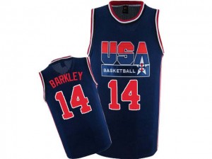 Maillot Nike Bleu marin 2012 Olympic Retro Swingman Team USA - Charles Barkley #14 - Homme