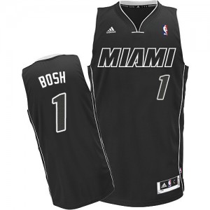 Maillot Adidas Noir Blanc Swingman Miami Heat - Chris Bosh #1 - Homme