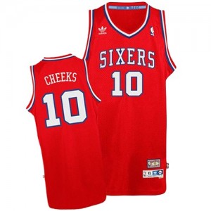 Maillot NBA Rouge Maurice Cheeks #10 Philadelphia 76ers Throwack Authentic Homme Adidas