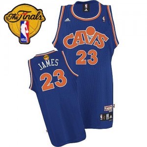 Maillot Authentic Cleveland Cavaliers NBA CAVS Throwback 2015 The Finals Patch Bleu - #23 LeBron James - Homme