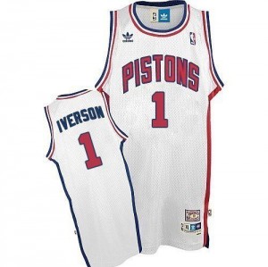 Detroit Pistons Allen Iverson #1 Throwback Authentic Maillot d'équipe de NBA - Blanc pour Homme