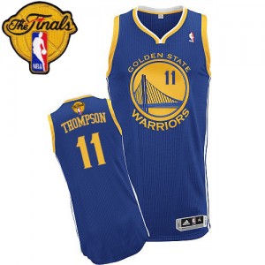 Maillot NBA Bleu royal Klay Thompson #11 Golden State Warriors Road 2015 The Finals Patch Authentic Femme Adidas
