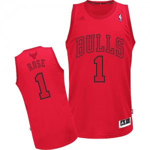 Maillot NBA Rouge Derrick Rose #1 Chicago Bulls Big Color Fashion Swingman Homme Adidas