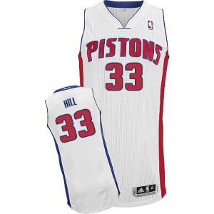 Maillot NBA Detroit Pistons #33 Grant Hill Blanc Adidas Authentic Home - Homme