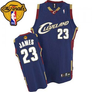 Maillot NBA Cleveland Cavaliers #23 LeBron James Bleu marin Adidas Authentic 2015 The Finals Patch - Homme
