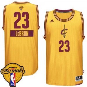 Maillot NBA Cleveland Cavaliers #23 LeBron James Or Adidas Authentic 2014-15 Christmas Day 2015 The Finals Patch - Homme