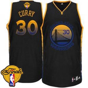 Maillot Adidas Noir Vibe 2015 The Finals Patch Authentic Golden State Warriors - Stephen Curry #30 - Homme