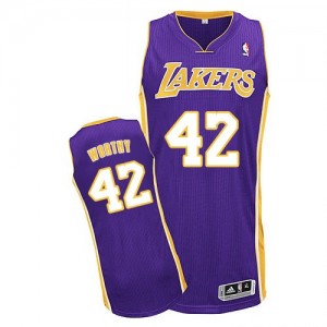 Maillot Adidas Violet Road Authentic Los Angeles Lakers - James Worthy #42 - Homme