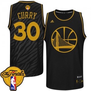 Maillot NBA Noir Stephen Curry #30 Golden State Warriors Precious Metals Fashion 2015 The Finals Patch Authentic Homme Adidas