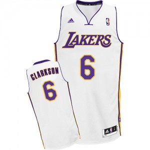 Maillot NBA Los Angeles Lakers #6 Jordan Clarkson Blanc Adidas Swingman Alternate - Homme
