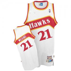 Maillot Adidas Blanc Throwback Authentic Atlanta Hawks - Dominique Wilkins #21 - Homme