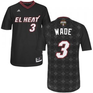 Miami Heat #3 Adidas New Latin Nights Noir Authentic Maillot d'équipe de NBA en vente en ligne - Dwyane Wade pour Homme