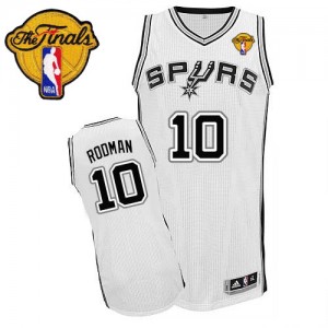 Maillot NBA San Antonio Spurs #10 Dennis Rodman Blanc Adidas Authentic Home Finals Patch - Homme