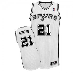San Antonio Spurs Tim Duncan #21 Home Authentic Maillot d'équipe de NBA - Blanc pour Homme