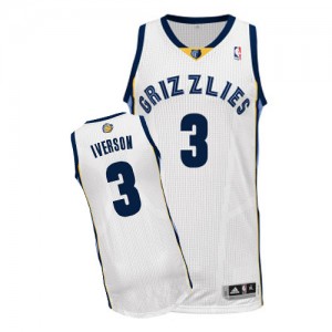 Memphis Grizzlies #3 Adidas Home Blanc Authentic Maillot d'équipe de NBA Peu co?teux - Allen Iverson pour Homme