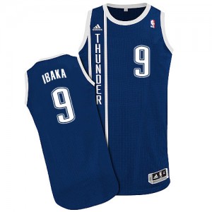 Oklahoma City Thunder Serge Ibaka #9 Alternate Authentic Maillot d'équipe de NBA - Bleu marin pour Homme