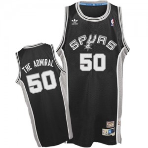 Maillot NBA Noir David Robinson #50 San Antonio Spurs "The Admiral" Nickname Authentic Homme Adidas