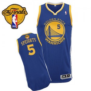 Maillot NBA Golden State Warriors #5 Marreese Speights Bleu royal Adidas Authentic Road 2015 The Finals Patch - Homme