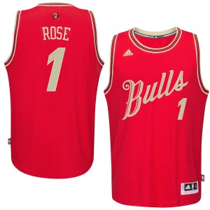 Maillot NBA Chicago Bulls #1 Derrick Rose Rouge Adidas Authentic 2015-16 Christmas Day - Homme