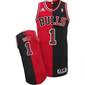 Maillot Adidas Noir Rouge Split Fashion Swingman Chicago Bulls - Derrick Rose #1 - Homme