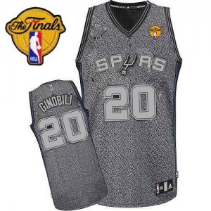 Maillot NBA Gris Manu Ginobili #20 San Antonio Spurs Static Fashion Finals Patch Authentic Homme Adidas