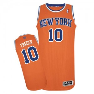 Maillot NBA New York Knicks #10 Walt Frazier Orange Adidas Authentic Alternate - Homme