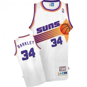 Maillot NBA Blanc Charles Barkley #34 Phoenix Suns Throwback Swingman Homme Mitchell and Ness