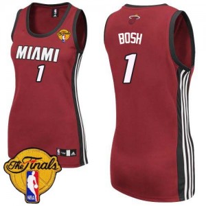 Miami Heat #1 Adidas Alternate Finals Patch Rouge Authentic Maillot d'équipe de NBA Vente pas cher - Chris Bosh pour Femme