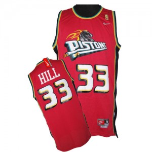 Maillot NBA Detroit Pistons #33 Grant Hill Rouge Nike Swingman Throwback - Homme