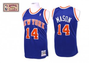 New York Knicks #14 Mitchell and Ness Throwback Bleu royal Authentic Maillot d'équipe de NBA préférentiel - Anthony Mason pour Homme