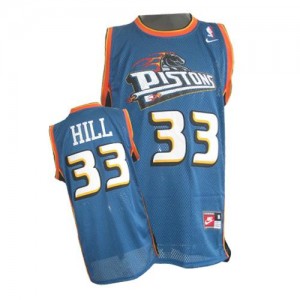 Maillot NBA Bleu Grant Hill #33 Detroit Pistons Throwback Authentic Homme Nike