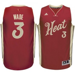 Maillot Adidas Rouge 2015-16 Christmas Day Authentic Miami Heat - Dwyane Wade #3 - Homme